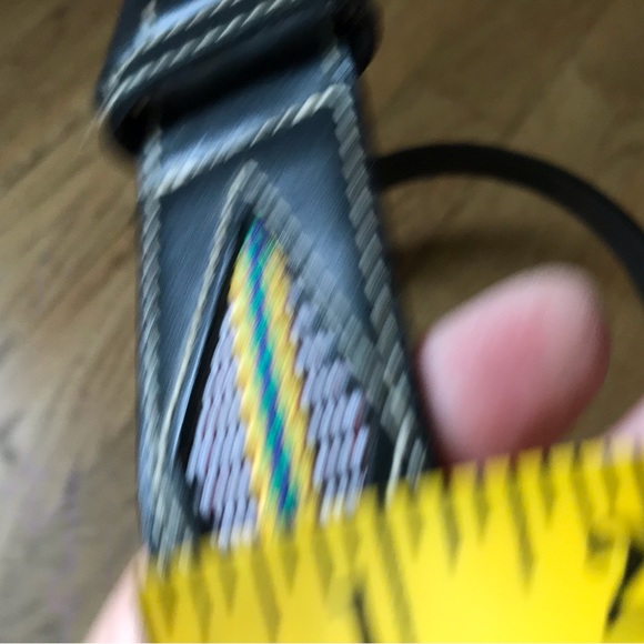 Vintage black leather belt with Aztec vibe  holes from approximately 32-34 - Picture 7 of 7
